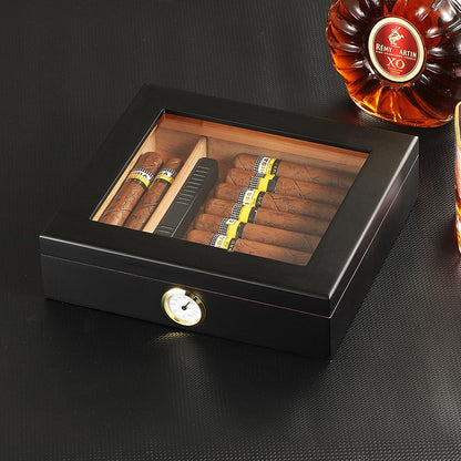 Wood Cigar Humidor Box  W/ Humidifier