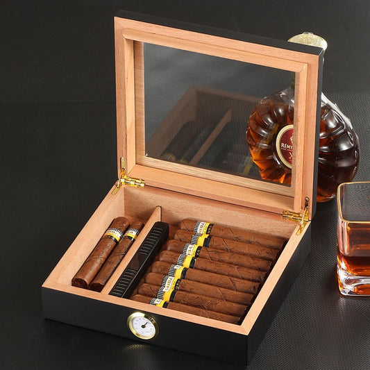 Wood Cigar Humidor Box  W/ Humidifier