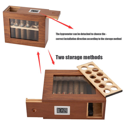 Cigar Humidor Hygrometer Humidifier Box Cedar